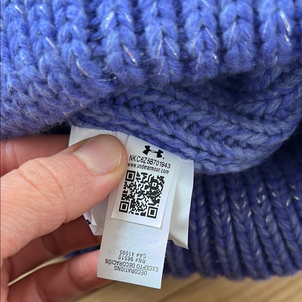 Under Armour Blue Knit Pom-Pom Beanie - Picture 4 of 5